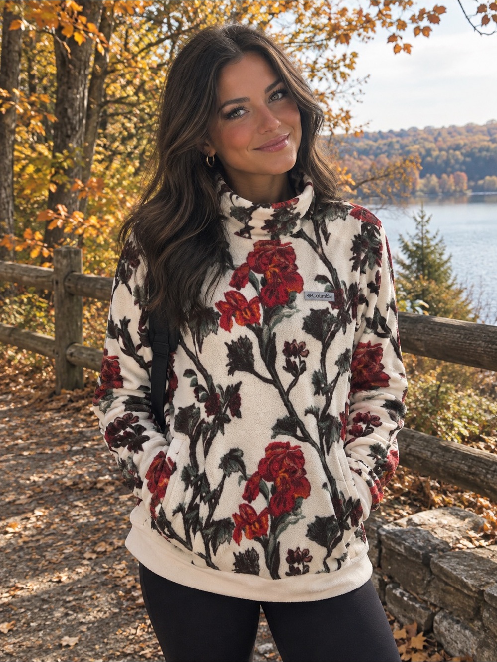 Columbia Floral Fleece Pullover Sweater